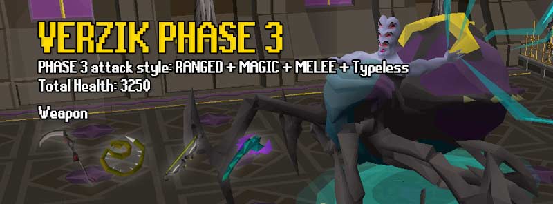 Verzik Phase 3 is the last phase of the last monster in this linear raid. Once Verzik phase 3 is defeated you get access to the treasure room where you can get a chance for purple loot. 
