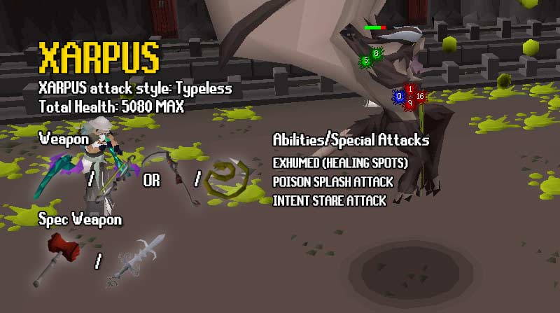 Xarpus OSRS Guide. Part of the Theatre of blood guide. Xarpus has a typeless, unavoidable attack which covers the room in poison blobs.