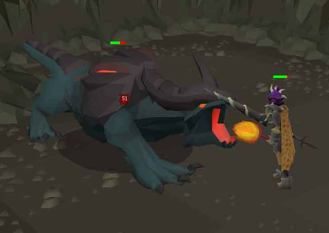 every 5-7 attacks drake will spit out its fireball special attack. Part of the osrs drake guide