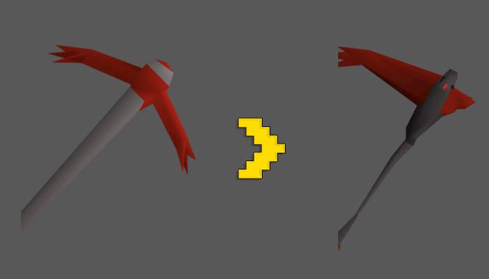 how to upgrade the dragon pickaxe into the infernal pickaxe using a smouldering stone