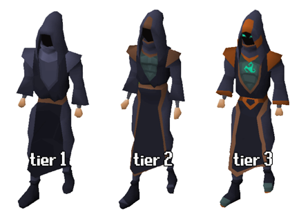 shattered relics hunter robes are a reward from leagues 3: shattered relics. They are available in 3 different tiers. 