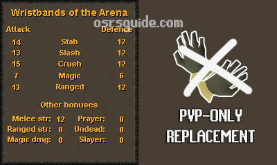 Wristbands of the Arena is a reward from the pvp arena that can replace the barrows gloves in pvp