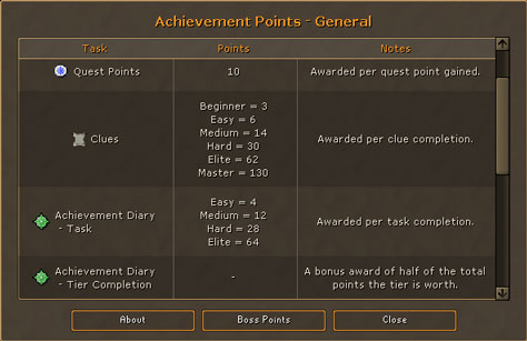how the achievement system works in fresh start worlds in osrs