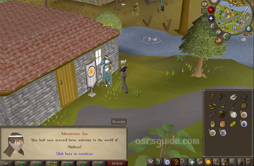 osrs beginners guide chapter 0 starts with the adventure paths. Speak with Jon the Adventurer in lumbridge