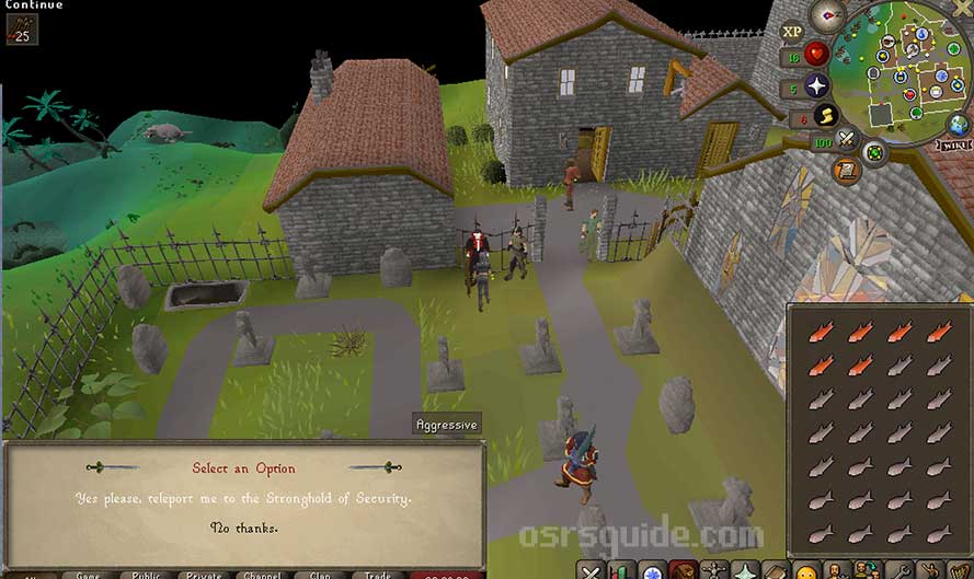 how to get teleported to the stronghold of security in osrs