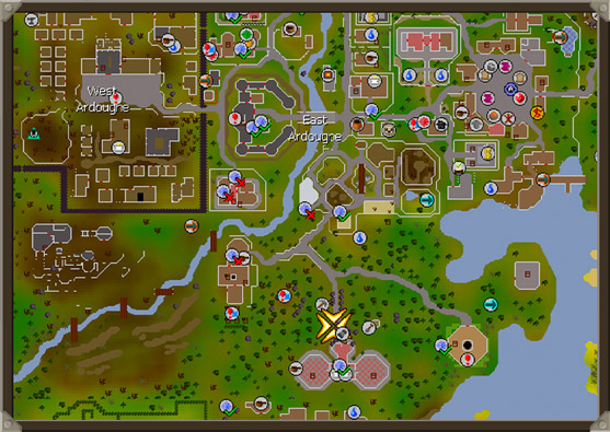 the monastery is within walking distance from ardougne. you can teleport here using the ardougne cloak from the easy ardougne achievement diary