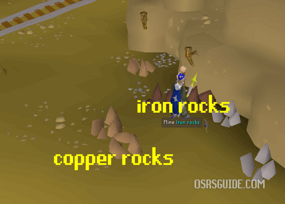 iron rocks and copper rocks location dwarven mine