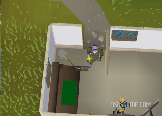 take the spade at the estate agent in falador