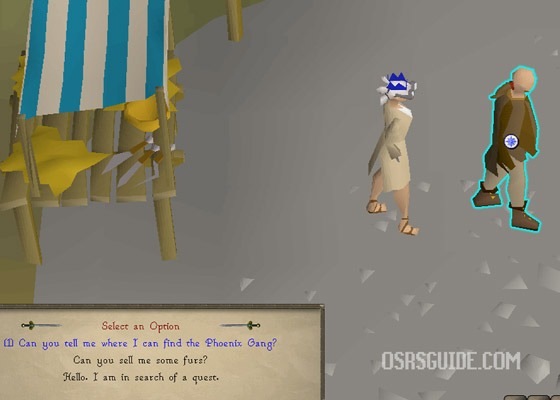 speak with barack in the varrock square to find out more about the phoenix gang