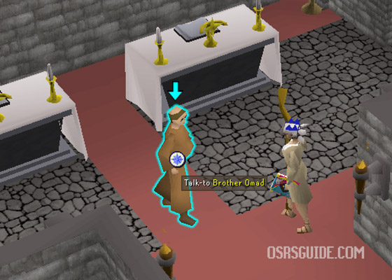 speak with brother omad to start the monks friend quest in osrs