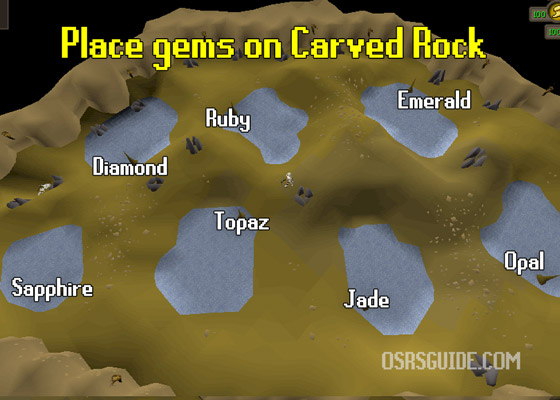 place gems on carved rock legends quest 