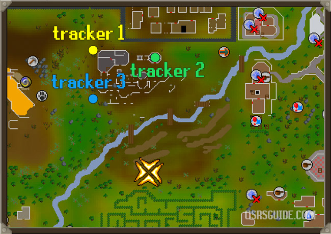 locations of the three gnome trackers for tree gnome village