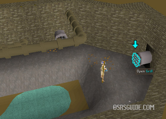 use a rope on the grill and ask edmond to help you pull the grill, then climb the pipe to get into west ardougne.