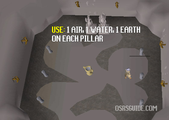 use 1 air, 1 water and 1 earth on each pillar