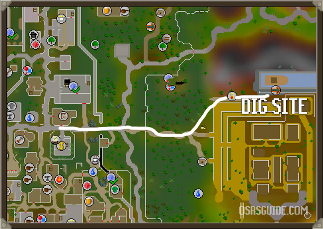 travel to the digsite from varrock and then take the boat to fossil island