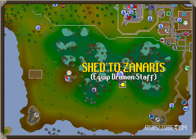 shed to zanaris location for lost city quest guide