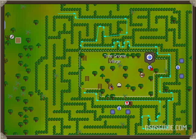tree gnome village maze solution to get to the quest start