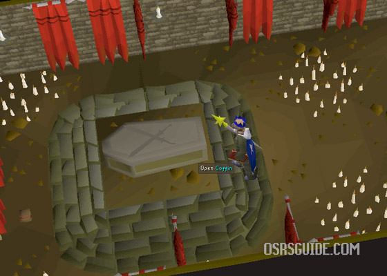 open the coffin to summon count draynor