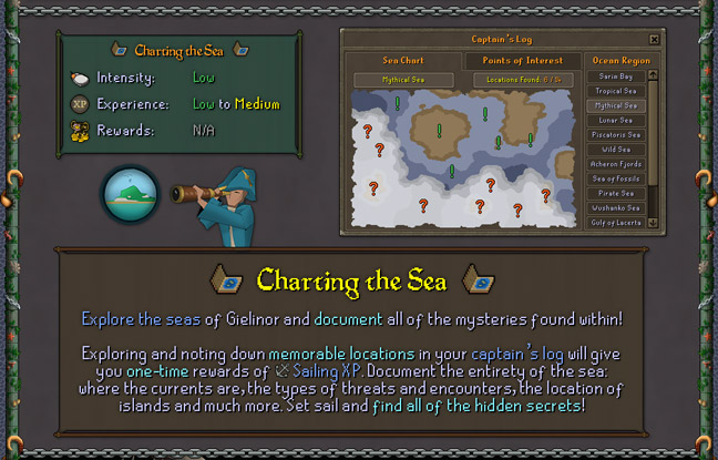 charting the sea is a primary activity to earn experience in the sailing skill