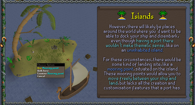 small islands won't have ports but instead will have mooring points which still allow players to dock their ships