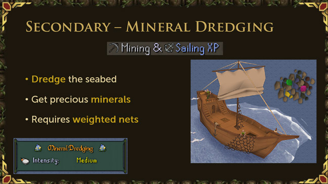 mineral dredging is a proposed secondary skilling activity for sailing that combines sailing with mining