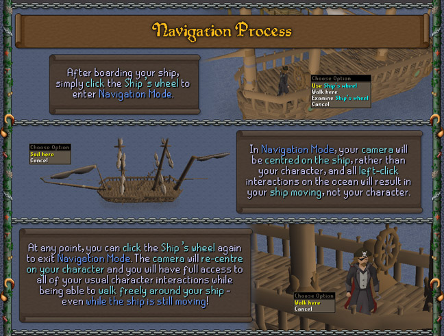 what sailing navigation will look like in osrs: a point and click system that you can opt in and out from by clicking on the wheel of the ship
