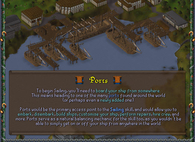 the new sailing skill that's coming to osrs will start from ports where you can acquire your vessel and sail anywhere in gielinor