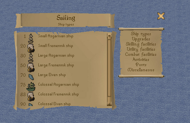 sailing ship upgrades and ship types