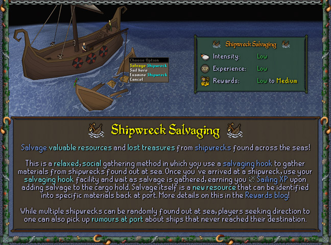 shipwreck salvaging is a primary activity to earn experience in the sailing skill