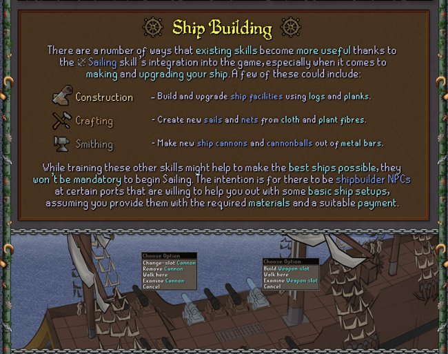 examples of how ship building will work in the sailing skill