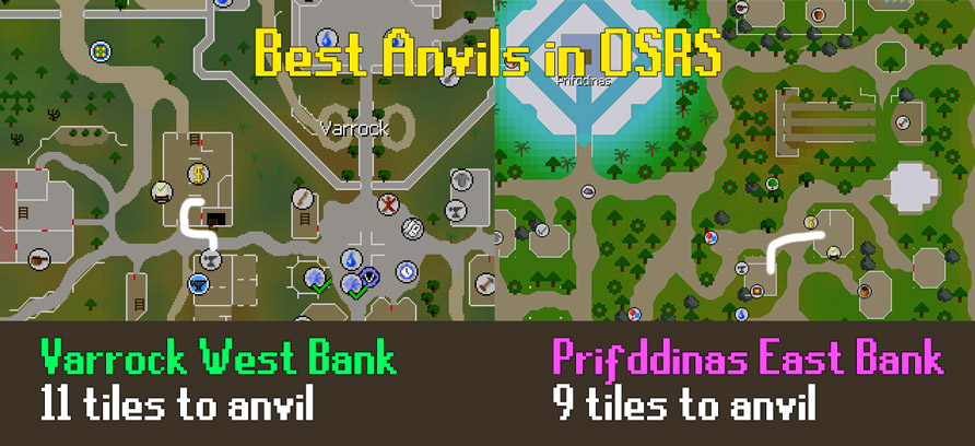 best anvil locations in osrs include varrock west bank and prifddinas east bank