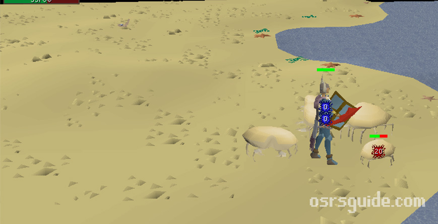 between levels 30-70 train melee at sand crabs for afk experience