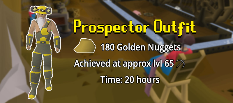 the prospector outfit can be bought with 180 golden nuggets from the motherlode mine