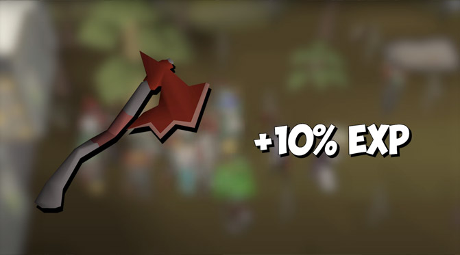 the dragon felling axe gives 10% more exp