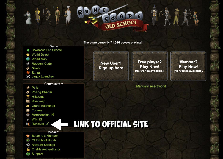 runelite link on the official old school runescape site