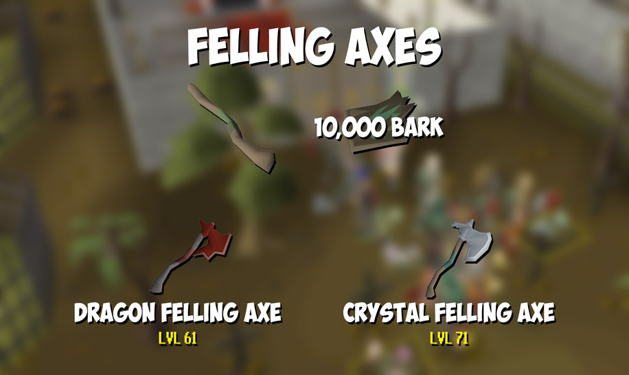 felling axes offer 10% more experience making them better than regular axes