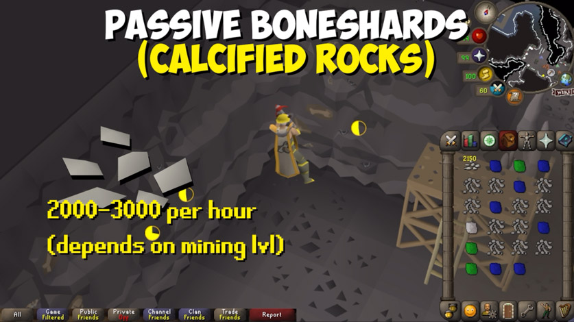 mine blessed boneshards at the calcified rocks mine