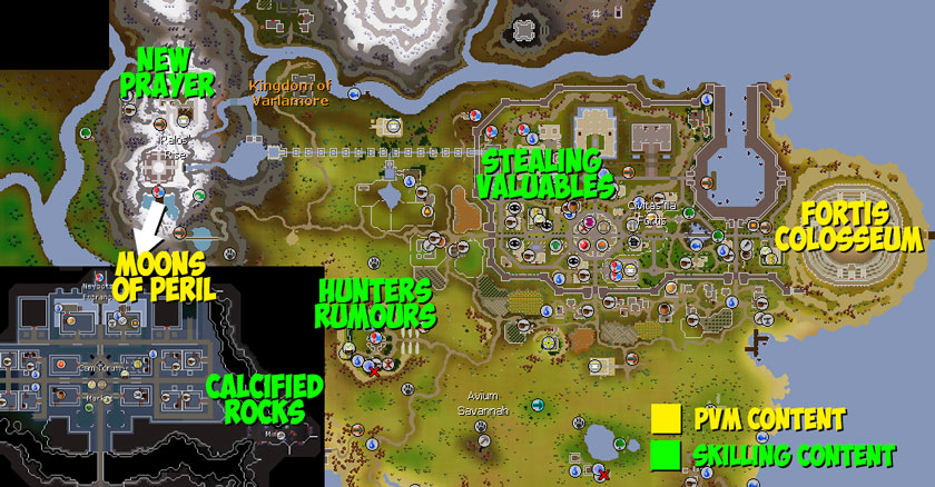 map overview of the 4 new skilling methods and 2 pvm updates that came with varlamore
